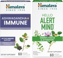 Himalaya Ashwagandha +Immune mit Vitamin C für aktive Immununterstützung & Hello Alert Mind for Energy, Focus & Attention, 60 Kapseln Jeder - Bundle