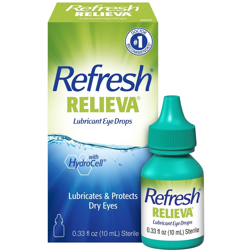 REFRESH RELIEVA Lubricant Eye Drops Artificial Tears, 0.33 fl oz (10 mL)