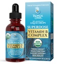 Superdose Organic Vitamin B Complex Liquid Drops | 125,000% DV Vitamin B12, B6, Biotin, Niacin, Folate | Energy, Brain Health, Immune Support | USDA Organic, Vegan, Non-GMO | 60 Serv, 2 Mo. Supply