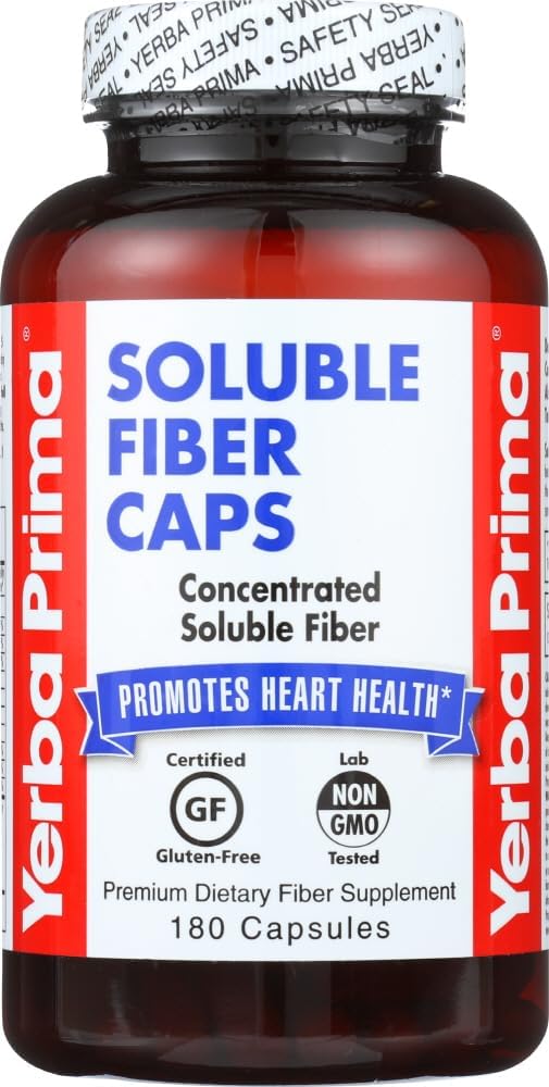 Yerba Prima Soulble Fiber Capsules, 180-comtat - Fórmula natural paletària suplementari, No-GO, Guten Free