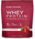 Dr. Mercola Pure Power Whey Protein + Probiotics - Supporta il recupero muscolare e la salute digestiva - Pasture-Raised Whey - MCTs & Fiber - Vanilla - 31 oz (22 Serve) - Fragola