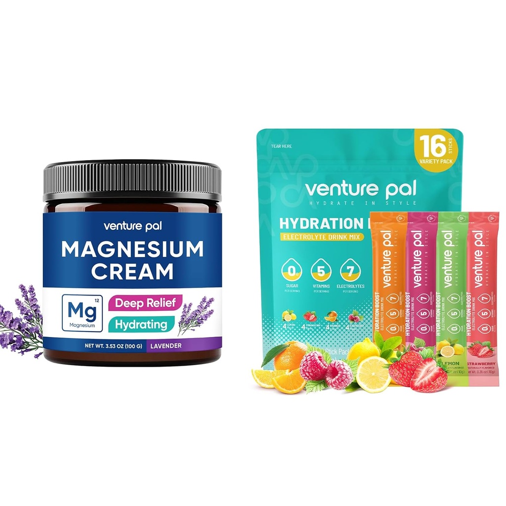 Venture Pal niisutav Magneesium Lotion & Sugar Free Electrolyte Pulber paketid