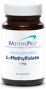 Metilpro L-metilfolat 1 mg - L Folat de metil, supliment de metilfolat pentru femei și bărbați, vitamina metilată B9 (5-MTHF) pentru sănătatea creierului, concentrare și calm - 90 capsule (pachet de 1)