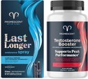 Promescent Delay Spray für ihn (2.6ml) + Testosteron Booster für Männer Supplement mit Tongkat Ali (LongJack), KSM-66 Ashwagandha, Horny Goat Weed