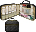 Grote Quilted Pill Fles Organisator, Medicine Bag, Case, Carrier voor Medicijnen, Vitaminen, en Medical Supplies - Travel Medicine Organizer en Home Storage Med Bag - Zwart (Zonder slot)