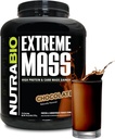 NutraBio Extreme Mass Gainer Protein Powder, 53G Protein, Clean Weight Gainer, 증가 근육 질량, 전체 스펙트럼 아미노산 - 초콜릿, 6 파운드