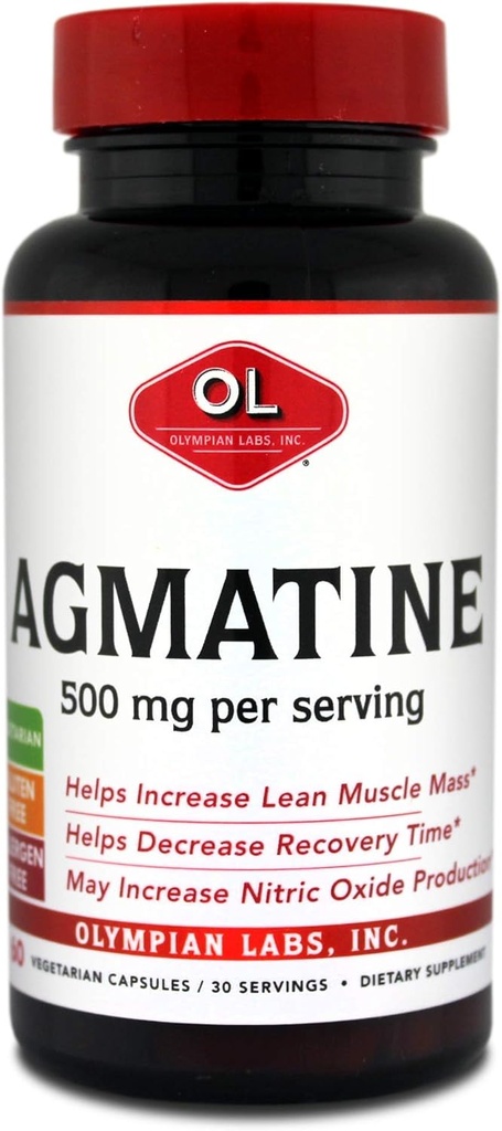 Laboratórios Olympia Agmatine 500 mg por serviço, 60 Cápsulas Vegetarianas