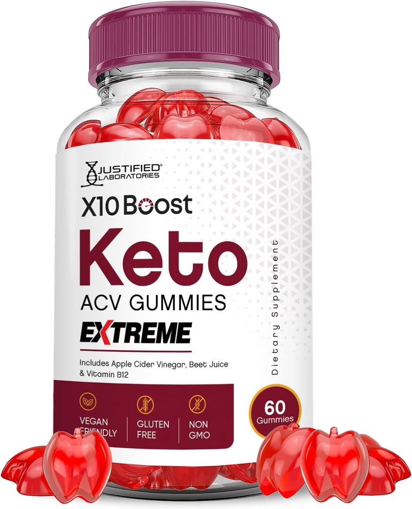 Laboratorium yang disederhanakan X10 Boost Keto ACV Extreme 2000MG X 10 Boost Keto Printo Apple Cider Formulations dengan Poder Beet Juice B12 Vegan Non GMO 60 Gummys