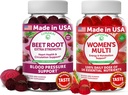 Lunakai Beet 뿌리와 여자 Multivitamin Gummies는 16의 필수 비타민과 무기물의 100% 매일 가치를 묶습니다 (비타민 A, B, C, D, E)