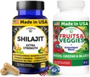 Lunakai ASV Ražots Shilajit & Superfood Fruits & Veggies Papildinājums Bundle ar Ashwagandha, Rhodiola, Cordyceps & 4 Blends Enerģētikai un labsajūtai