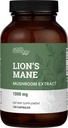 אריות אורגניות Mane תוסף (1000mg), 2-Month Supply של Lion's Mane Mushroom לחלץ כדי לתמוך להתמקד, זיכרון (120 קפסולות)