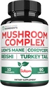 Satoomi 10in1 Lions Mane Supplement Kompleksi - Cordyceps Sinensis, Reishi Mushroom, Türkiyə Tail Mushroom & Digərlər - 3 Ay üçün 90 Count