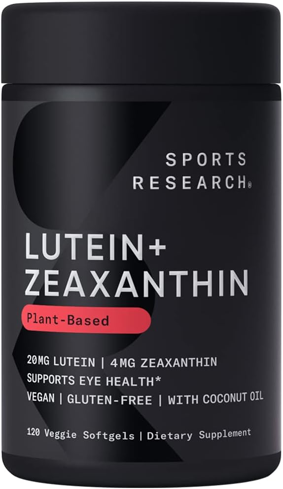 Nghiên cứu thể thao Lutein và Zeaxanthin Capsules - Hỗ trợ sức khỏe mắt được tạo ra với Lute-gen và Dầu dừa hữu cơ - Trung Quốc & Không-GMO Verified - 120 Vegie Softgels