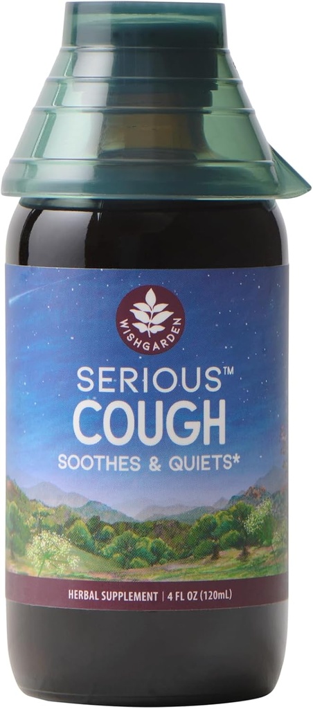WishGarden Herbs Serious Cough Soothing & Quieting - Fast-Acting Herbal Cough Suppressant for Adults, Dry Cough Relief and Cough Expectorant, Soothes Throat Irritation and Chest Decongestant, 4oz