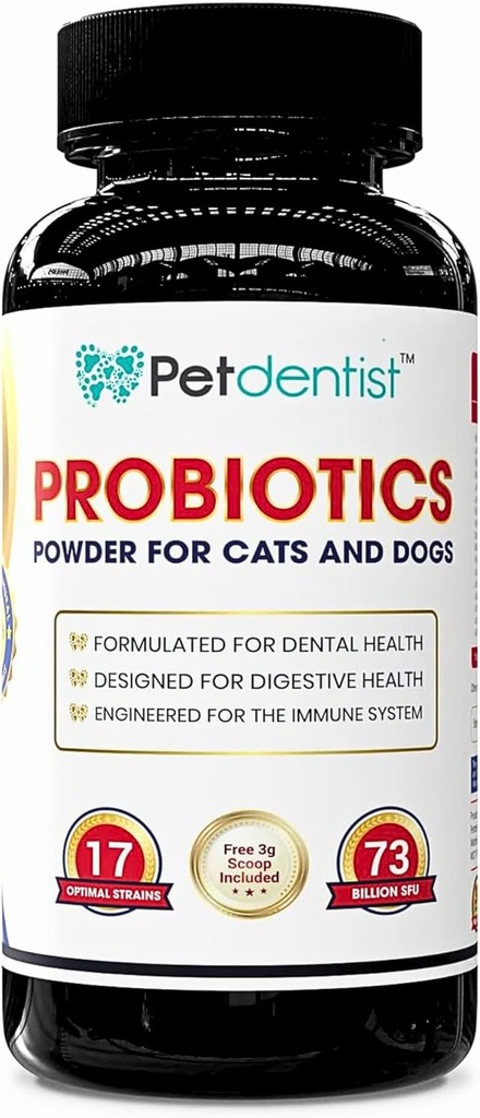Köpekler ve Kediler için Probiyotikler 17 Bakterik Strains 73 Milyar CFUs Toz Supplements for Köpekler Diş Bakımı Sağlık Kötü Nefes Köpek Digestion Skin Coat and Immunity Support -90g