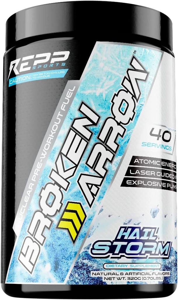 Repp Sports Broken Arrow Extreme Pre-Workout ... Intense Energy and Endurance Support (Hail Storm, 20/40 Servings)