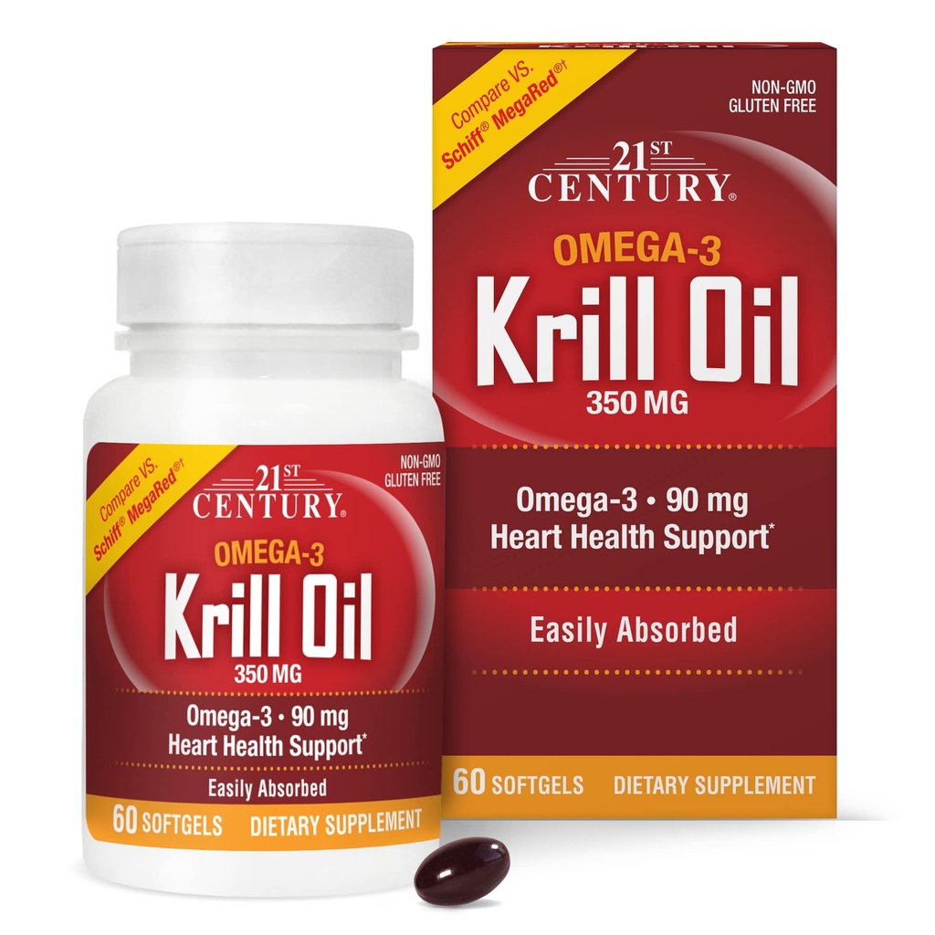 21st Century Krill Oil 300 mg Softgels, 60 Count