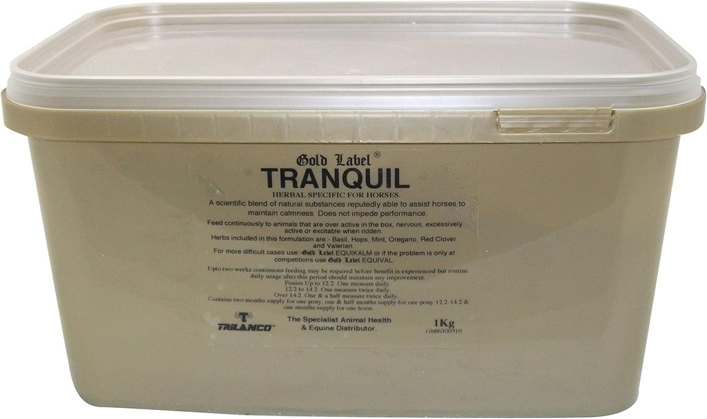 Tranquille, Supplément Cheval, Étiquette d'or, Calmes Chevaux nerveux, 1KG