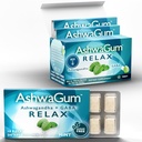 AshwaGum RELAX Gum by BetterGum, High Power Addition with KSM 66 Ashwagandha and Gaba, Palaiko stresą ir nerimo atleidimą, Cortisol Support, Alternative to Gummies, Sugar- Free, 10 vnt. - 6 Pack