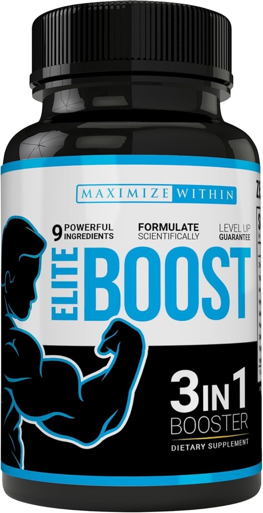 Maximální Slim Elite Boost 3 v 1 Vzorec přirozeně podporuje Testosteron Libido, Energie, Muscle Mass & Stamina, Výkonné přísady Veggie Kapsle