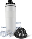 Ice Shaker Qablaşdırma Paslanmayan Steel Shaker Şişe | 20 oz, White | 24 + Saatlar üçün Soğunluq Cup / Xüsusi Şanxarlıqlar üçün Odor-Free Şişe, Su, Smoothies, Cocktails