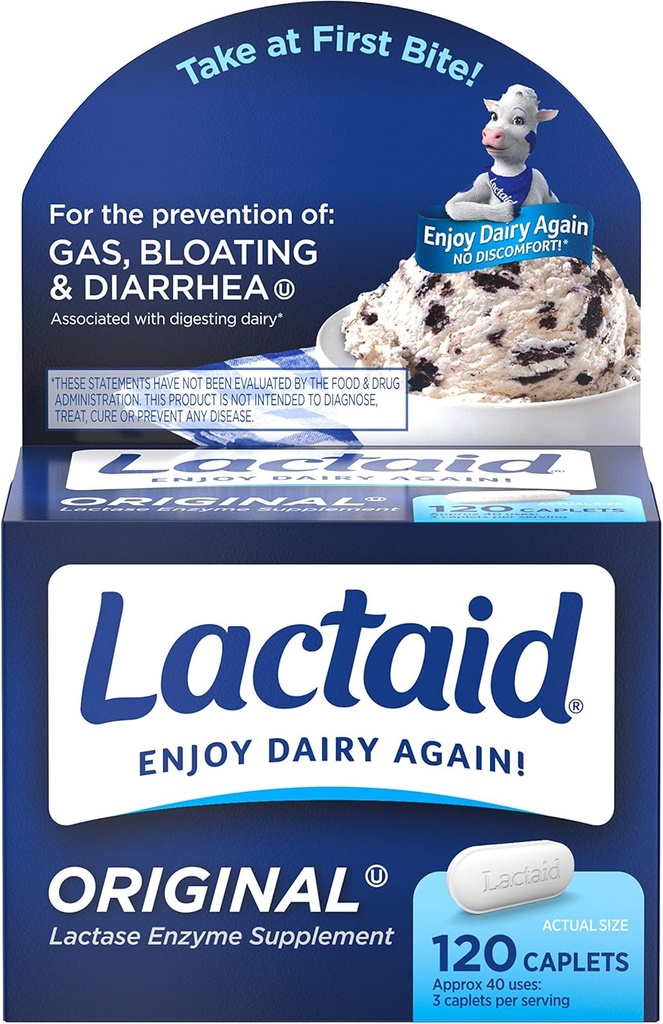 Lactaid Lactase Enzyme Caplets Original - 120 Kaplet, pakiranje po 6