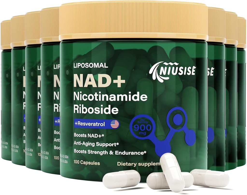 Suplemento NADal, ribósido de nicotinamida 900 Mg para homes e mulleres, NAD+ liposómico Suplemento con ribósido de nicotinamida, resveratrol e quercetina, enerxía, impulso NAD+, 800 cápsulas