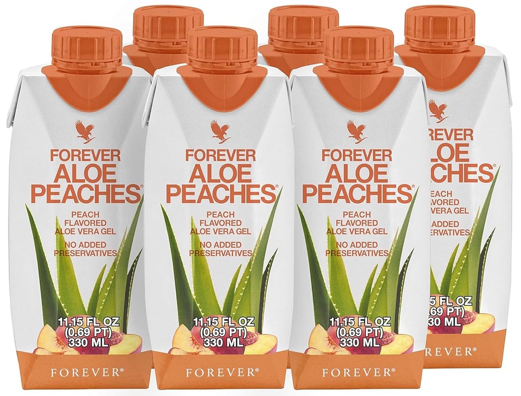 Forever Living - Forever Aloe Peaches - Supports Digestion, Immune System, Energy Levels No Conservatives, Vegan, Gluten-free - 6 Balíčky