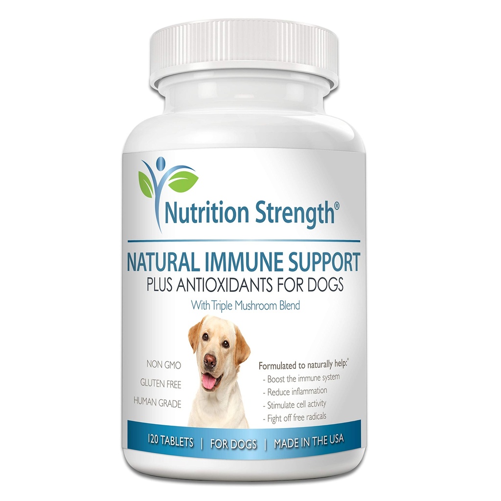 Immune Support for Dogs 120 Chewable Tablets | Turkey Tail, Reishi, Shiitake & Maitake Mushroom Complex | Senior Dog Health, Antioxidants, CoQ10, Selenium, Vitamin A