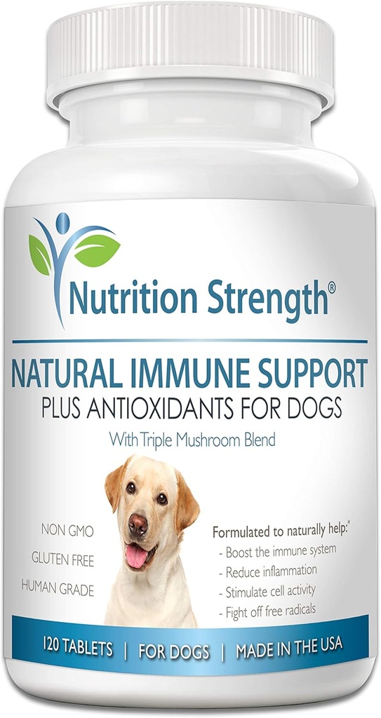 Immunstøtte for hunder Plus antioksidant, Reishi, Shiitake, Maitake, Tyrkia Tail Mushrooms for hunder, med Coenzym Q10, Selenium, vitamin A, 120 Chewable tabletter