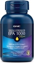 GNC Triple Strength Fish Oil EPA 1000 Mini, 1000mg Omega 3, Mini Softgels, Tukee silmä, aivot, iho, terve Triglyseridit, sydän, Joint, päällystetty Fishy Burps, 45 tarjoilua