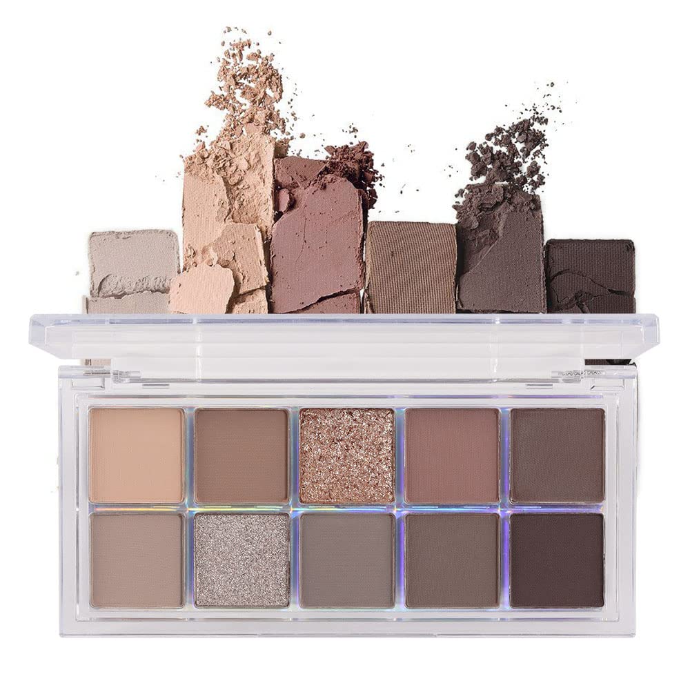 BINGBRUSH 10 Farby Tmavohnedý šedý očný tieň Paleta, High Pigmented Matte Shimmer Eyeshadow, Prírodné neutrálne Shiny Eyeshadow Ultimate Make-up Paleta, vibrujúce tvoria Palety Kit