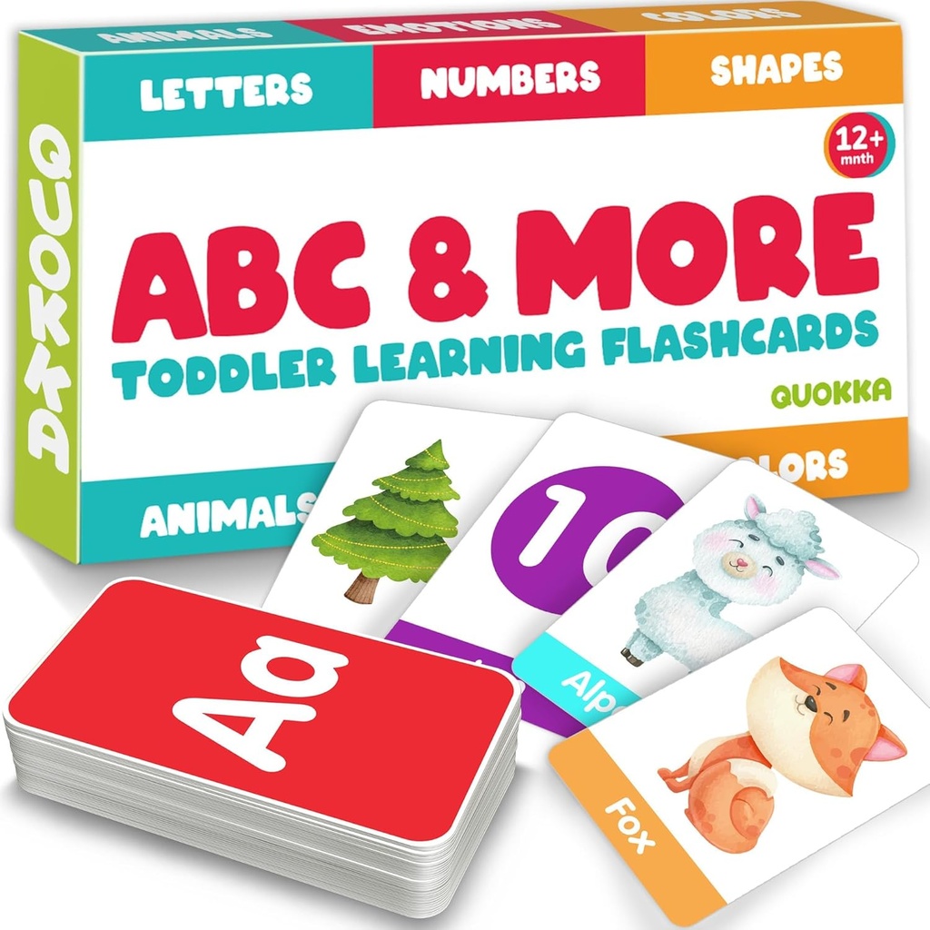 ABC Learning Flash Cards for Todlers 2-4 år gammel - 60 Flashcards Leketøy for barn Alder 1-3-5 by Quokka - Alfabetiske tall Farger Letters Dyr Lære Aktiviteter - Første ord pedagogisk spill
