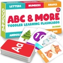 כרטיסי צפייה ב-ABC Learning Flash עבור טונדלרים בגילאים 2-4 שנים - 60 Flashcards צעצוע לילדים בגילאי 1-3-5 על ידי Quokka - אלפבית מספר צבעים מכתבים שבעלי חיים לומדים פעילויות - מילים ראשונות