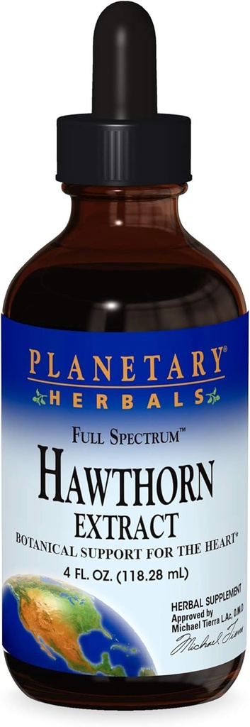 Planetární Herbals Full Spectrum Hawthorn Liquid Extract Dodatek, 4 Fluid Ounce