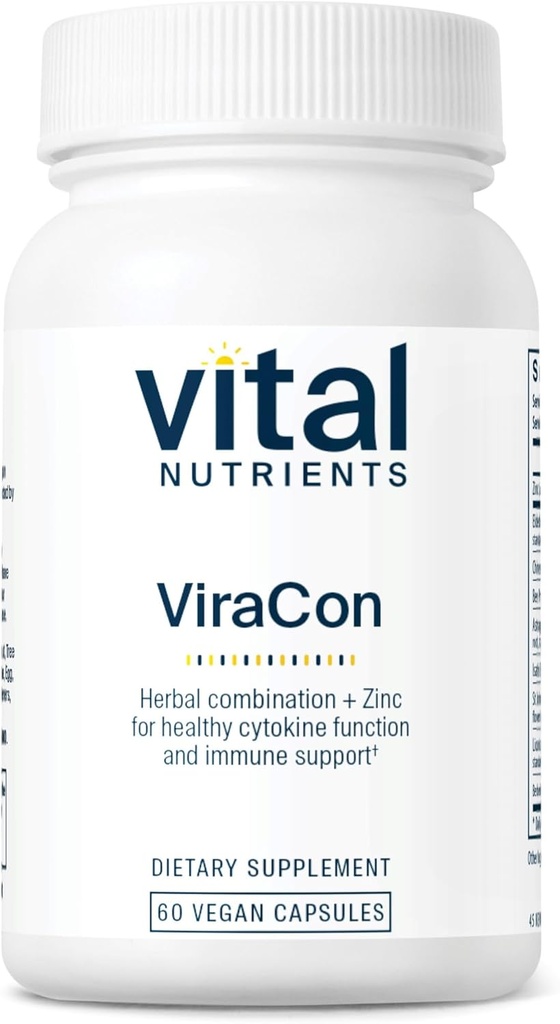 Vitale næringsstoffer ViraCon | Vegansk immunstøtte Supplement * | Zinc, Elderbær, Licorie Root Extract, og andre urter for omfattende immunstøtte | Gluten, Dairy, Soya Free | Ikke-GMO | 60 Kapsler