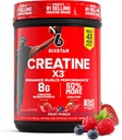Six Star Creatine Monohidrat v prahu, X3 (Fruit Punch) - Aromatizirani Kreatin HCl v prahu Monohidrat dopolnilo za izgradnjo mišic in zmogljivosti - Post vadbeni dodatek za moške in ženske - 30 Serving
