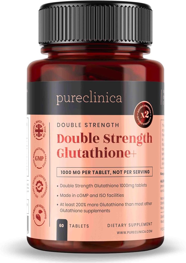 pureclinica Glutationa 1000mg x 60 comprimate. cu 500mg Glutationa, 300mg ALA şi 200mg vitamina C per comprimat.
