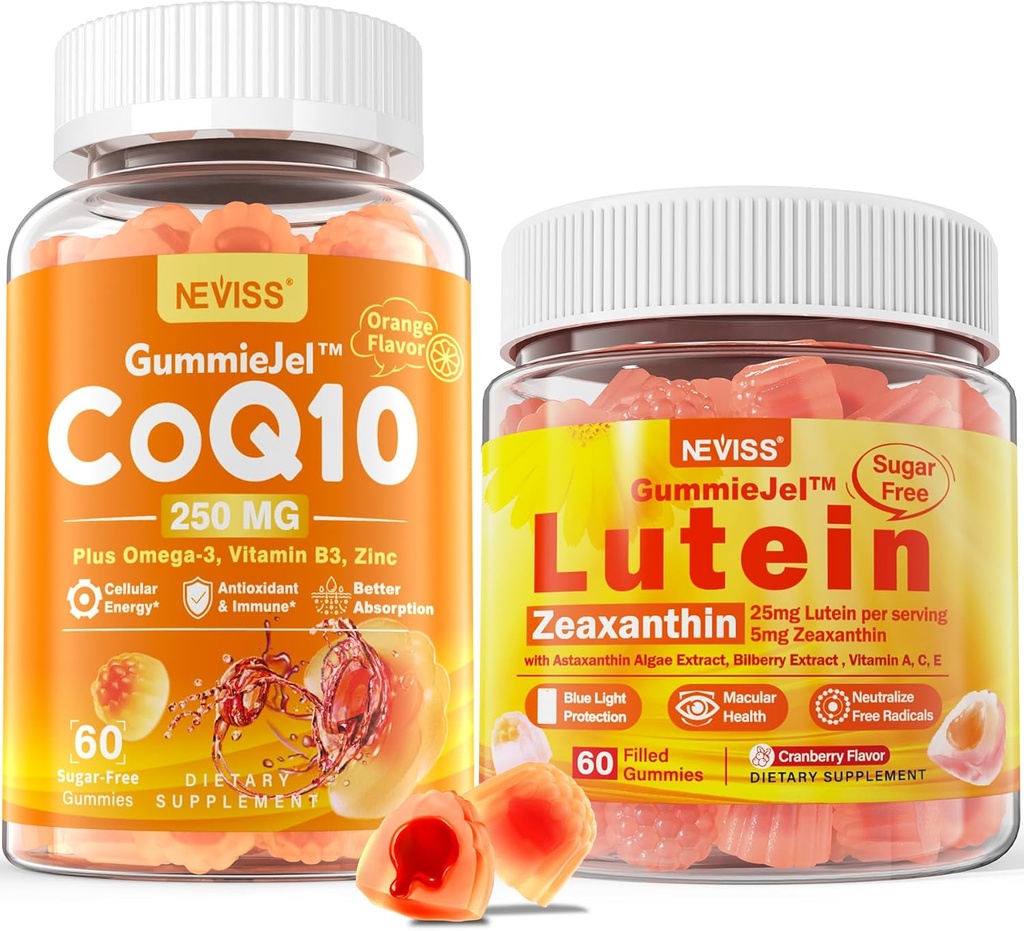 NEVISS Sugar-Free CoQ10 Gummies 60 Conde + Lutein Gummies 60 Conde