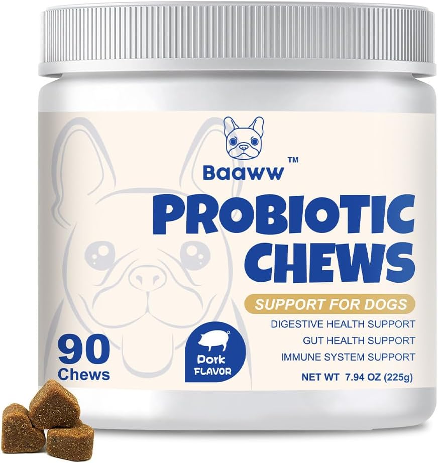 Progres for Dogs - Impreve Itchy Skin, Ears, Yeast Balance, Allergies, Health, Dog Gut Health, Digetical Health dengan Pregories, Dogs Prograce, Reduce Diare, 90 Chews (Pork)