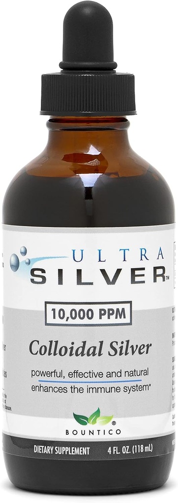 Ultra Silver® Colloidal Silver | 10.000 PPM, 4 Oz (118mL) | Supplemento minerale | True Colloidal Silver - con Dropper
