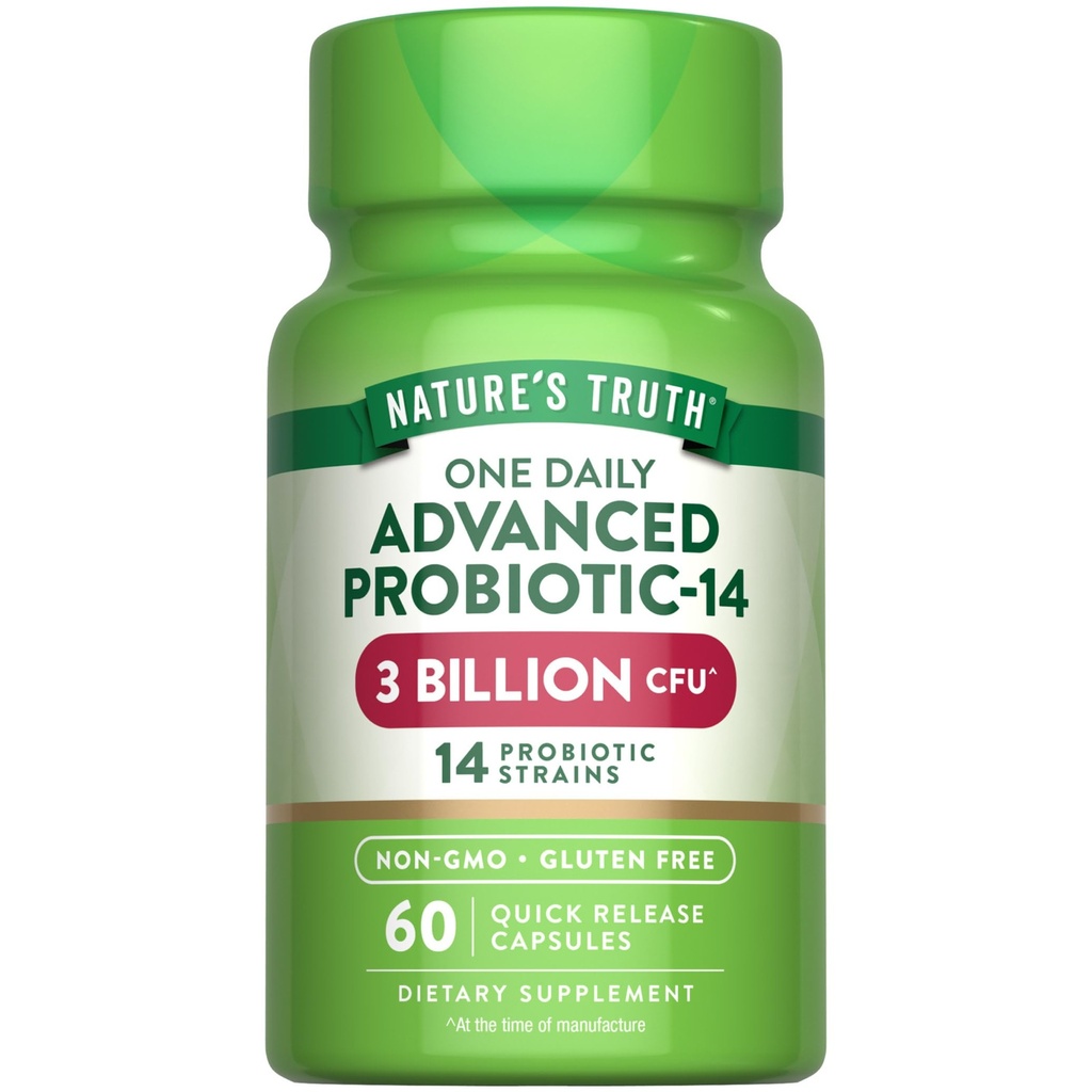 Nature's Truth Probiotics Capsules | 3 Billion CFU | 60 Count | for Men and Women | 14 Strains | Non-GMO & Gluten Free Supplement