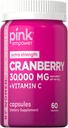 PINK Píldoras de arándano para las mujeres ← 60 cápsulas TENIDO Plus Vitamina C TENIDO NO GMO &amp; Gluten Free Extract Suplemento Silencioso Apoyo Urinary Tract Health