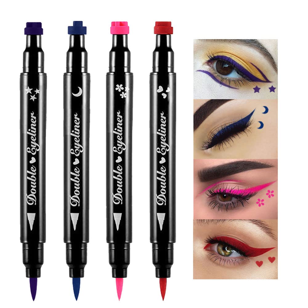 BINGBRUSH Hai mặt chất lỏng Cliber Eyeliner Pen, FaceS Make up cực kỳ Black Water Defable Slim Gel Felt tip High Black Pigment Eyeliner & Seal nhựaa tips de gel (mặc định)