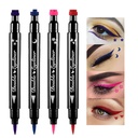 BINGBRUSH Dubbelzijdige vloeibare Stempel Eyeliner Pen, Gezicht Stempels Make-up Extreem Zwart Waterdicht Slim Gel Vilt Tip High Black Pigment Liquid Eyeliner & Seal harsa para tips de gel(Kleurvol)