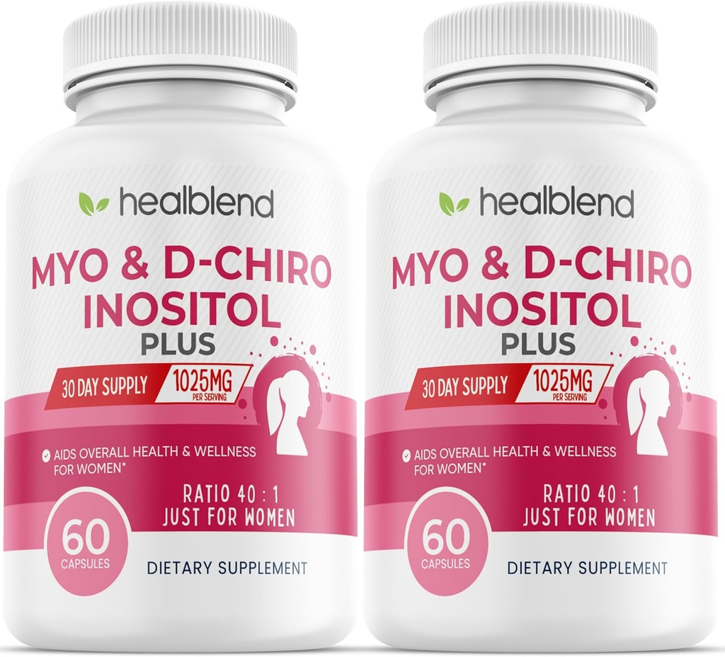 Myo & D-Chiro Inositol Plus Supplement Blend, Hormonal Balance, Healthy Ovulation & Overall Wellness Support for Women, Fertility and Pregnancy Health (2 Pack)