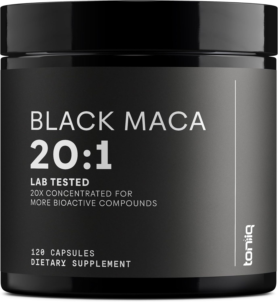 Raiz de Maca Preto - Extrato de ultra alta potência 20:1 - Origem única, Wildcrafted & Altamente Concentrado - Laboratório de terceira parte testado - 120 Cápsulas