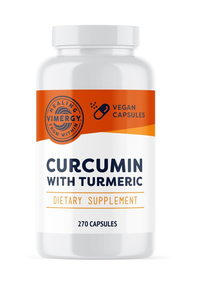 Vimergy Curcumin with Turmeric Capsules – Promotes Bone Health & Mobility* – Supports Memory & Brain Function* – Kosher, Vegan & Gluten-Free – (270 ct.)