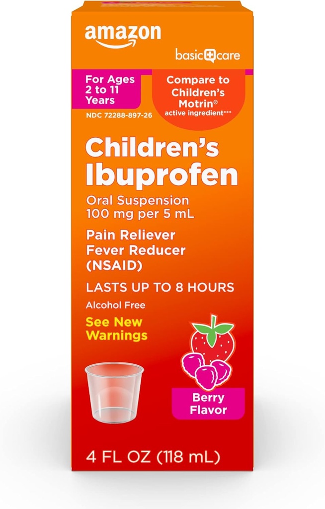 Sospensione Orale Ibuprofene per bambini 100 mg, Berry, 4 fl oz (Pacchetto di 1)