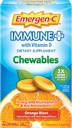 Emergen-C Immune + Chewables 1000mg Vitamin C med vitamin D Tablet, Immune Support Dietary Supplement för immunitet, Orange Blast Flavor - 42 Count